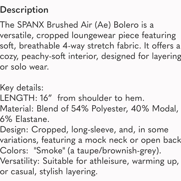 SPANX Brushed Air (ae) bolero NWT Size L $98 retail - Picture 9 of 9